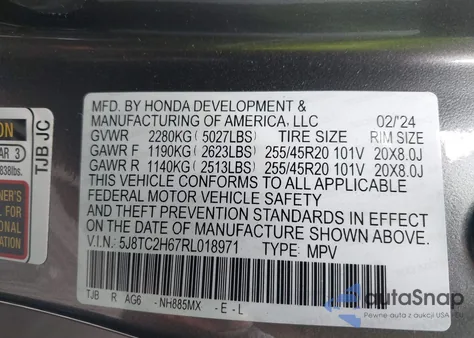 2024 Acura Rdx A-Spec Package из США, поврежденный, VIN 5J8TC2H67RL018971